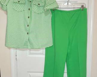 Vintage Plaid Shirt and Pants Leisure Suit