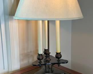 Vintage Bouillotte Style Three-Light Candlestick Table Lamp