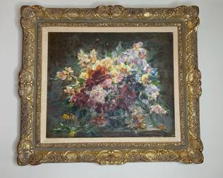 Floral Still Life Oil Painting, signed