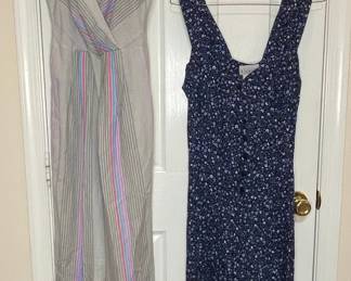 Vtg Basic Editions Floral Print Dress and Striped Jumpsuit