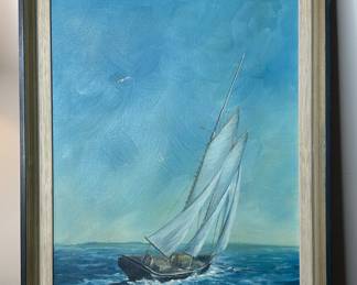 Sailing Ship Oil Painting Signed