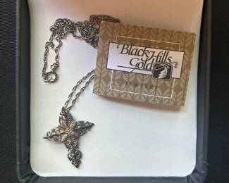 Black Hills Gold Sterling Silver Cross Pendant Necklace