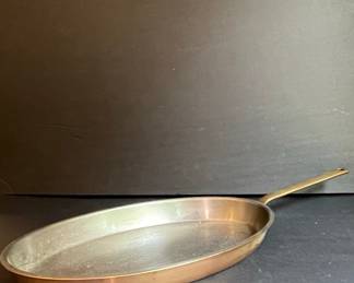 Vintage Culinox Copper Oval Sauté Pan with Brass Handle