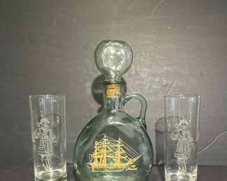 Old Smuggler Ship Decanter and Beefeater Tumbler Set