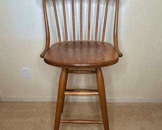 S. Bent & Bros. Solid Hardwood Windsor Style Swivel Bar Stool