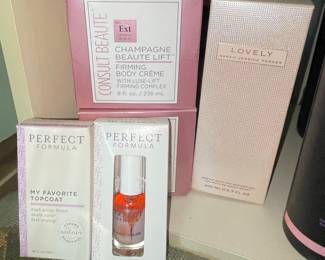 Consult Beaute Champagne Beaute Lift Firming Body Creme, Sarah Jessica Parker Lovely Gentle Bath and Shower Gel, and Perfect Formula Nail Care Duo