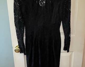 Vtg Ann Taylor Black Lace Sheath Dress