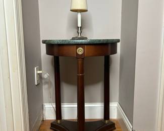 French Empire Neoclassical Style Mahogany Marble Top Side Table