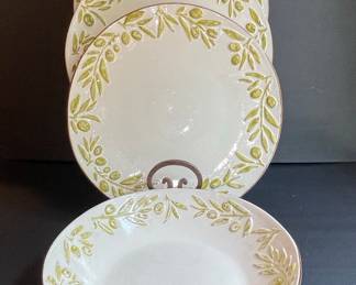 Crate & Barrel Olive Branch Dinner Plates and Bowls