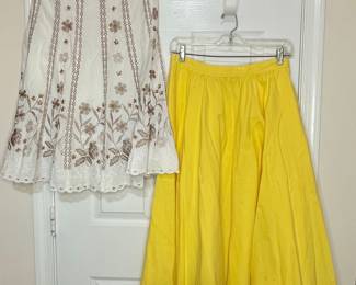 Vtg B. Moss Embroidered Skirt and Yellow Midi Skirt