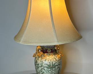 Vintage Famille Verte Style Porcelain Lamp