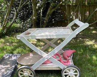 Vintage White Folding Bar Cart