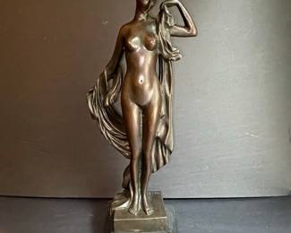 Bronze Nude Figurine, "Milo" Signature