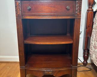 Vintage Wood Nightstand with Carved Accents