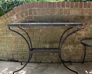 Vintage Wrought Iron Bistro Table with Glass Top