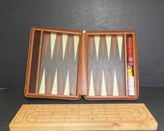 Vintage Backgammon and Cribbage Set