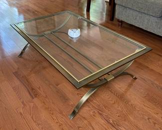 Maison Jansen Style Brass and Glass Coffee Table
