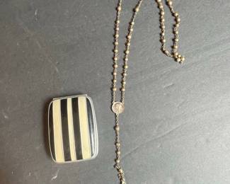 Vintage Rosary and Art Deco Style Compact