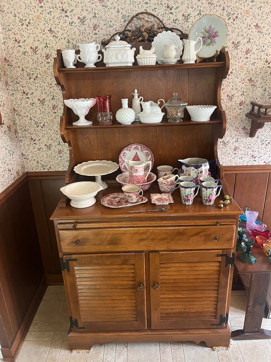 Ethan Allen hutch in classic farmhouse design.