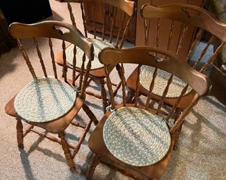 Set of four S. Bent & Bros. colonial-style dining chairs.