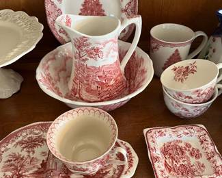 Vintage porcelain in china by Meakin (Reverie), Royal Staffordshire, and Johnson Bros., in addition to Bavarian china.