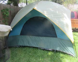 10x10 pop up tent with shade cover - NOTE tent flooring has damage, still great camping tent.