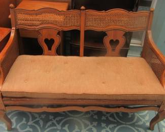 French Provencial cushioned loveseat/entry sofa