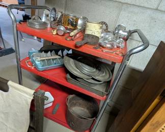 MCM ca. 1950's Three tier utility kitchen cart