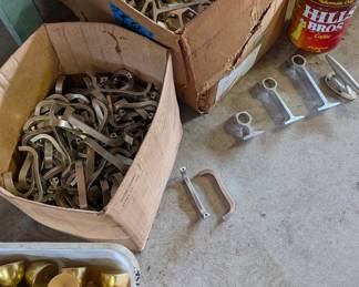 Various alaminium parts, Drawer Handles(just needs taping), Boat bow rail Stays, gold door knobs