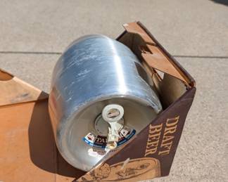 Falstaff mini keg and box, (empty)
