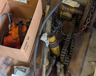 Two Industrial Hoists, Hydralic jack