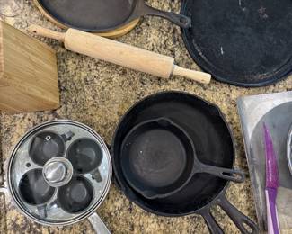 poached egg pan, cast iron pots and pans, et.