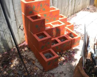 Concrete blocks arranged as a planter