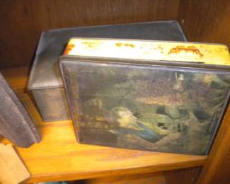 Very old tin candy box