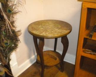 Copper top table with design