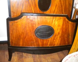 Antique twin bed headboard, footboard and wooden rails