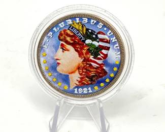 Colorized 1921 Morgan Dollar