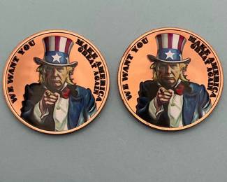 (2) Trump as Uncle Sam 1 oz. Copper Rounds