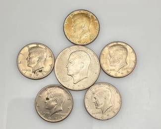 Kennedy Half Dollars and Eisenhower Dollar