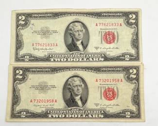 1953-B and 1953-C $2 Red Seal Notes