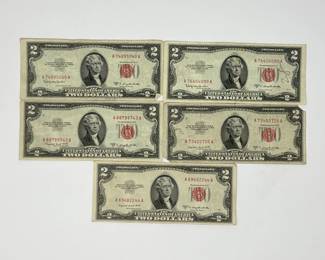 1953-B and 1953-C $2 Red Seal Notes