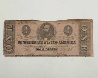 1863 $1 Confederate States of America Note