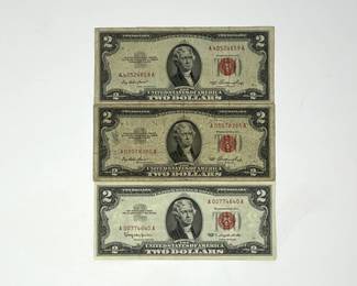 1953 and 1963 $2 Red Seal Notes