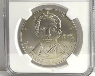 2009-P Louis Braille Silver Commemorative Dollar, NGC MS69