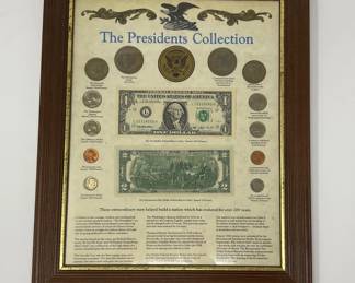 Framed "The Presidents Collection" Coin and Currency