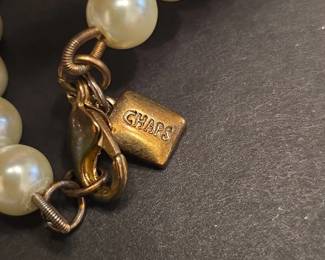 Chaps Faux Pearl and Tigers Eye Necklace