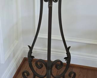 Arhaus Heavy Wrought Iron Scrolled Plant Stand Pedestal