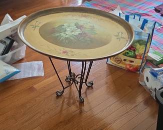 Vintage HandPainted Tole Tray Table second image