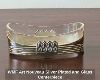 WMF Art Nouveau Silver Plated and Glass Centerpiece