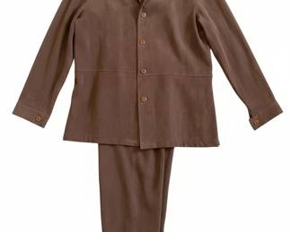 RK Original Petite Brown Faux Suede TwoPiece Pant Suit